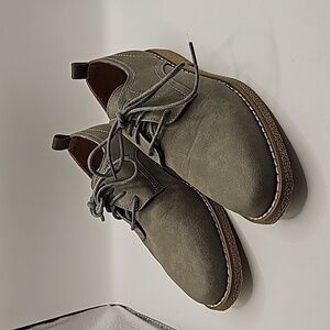 Deer Stags Zander Plain Toe Oxford Grey Faux Leather boys size 2